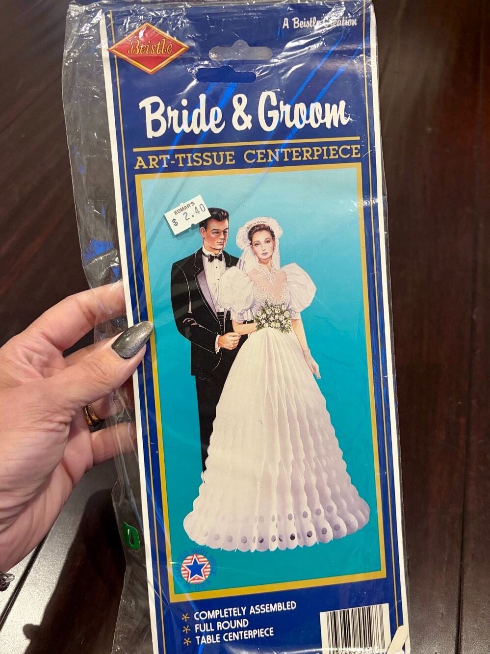 Bride Groom Wedding Centerpiece Beistle Art Tissue Decoration Vintage Party NOS